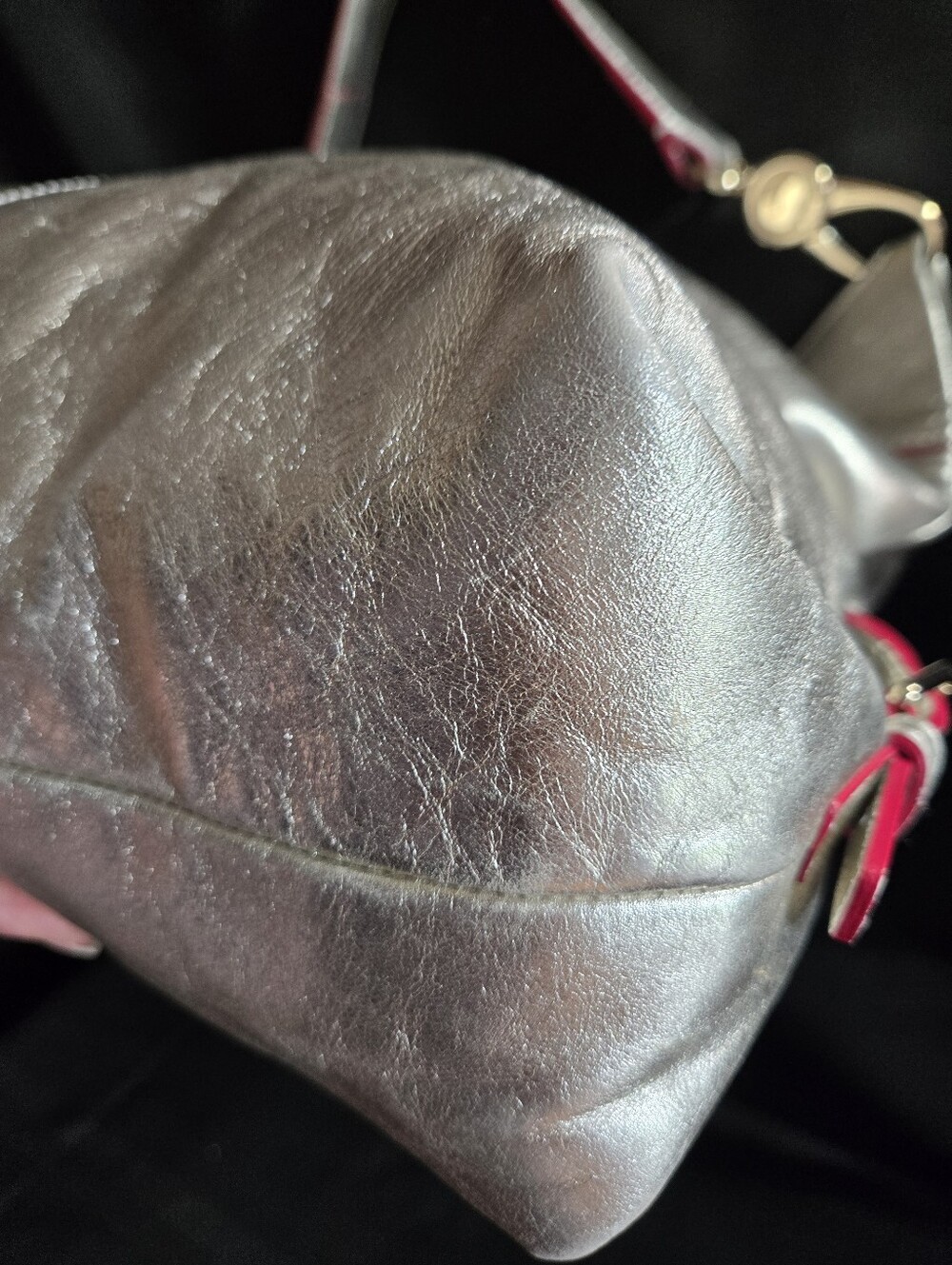 Dooney & Bourke Metallic Silver Leather Shoulder Bag EUC - Picture 5 of 16